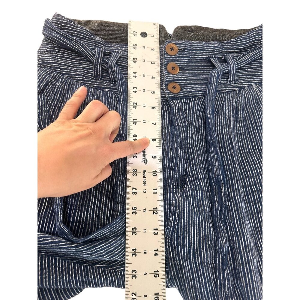 Free People Striped Harem Pants Womens 4 Blue High Rise Relaxed Cropped Bohemian - Picture 12 of 16